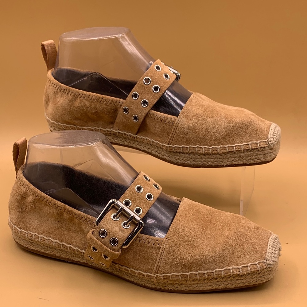 Rag & Bone Anteros Suede Mary Jane Espadrilles in Oak Brown Size 37.5/7.5